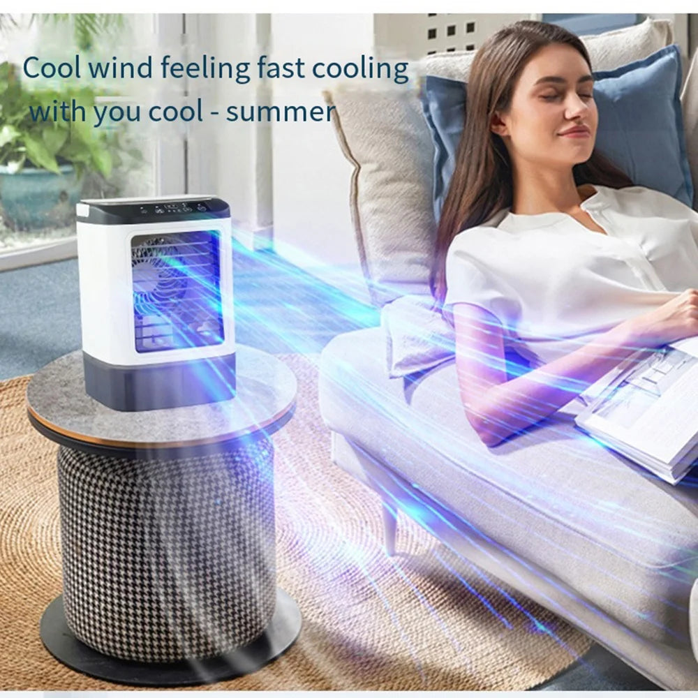 USB Portable Air Conditioner Fan with Humidifier &amp; LED Night Lamp
