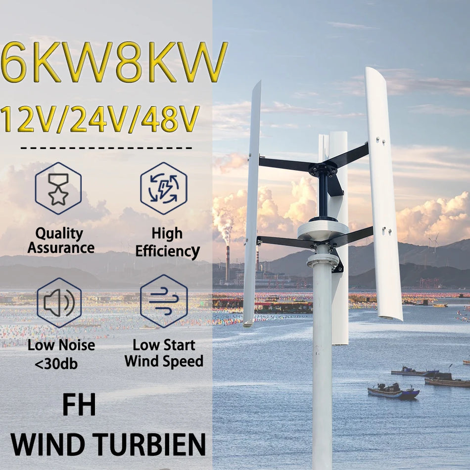 Turbina Eolica ad Asse Verticale Maglev 6KW 220V Inverter