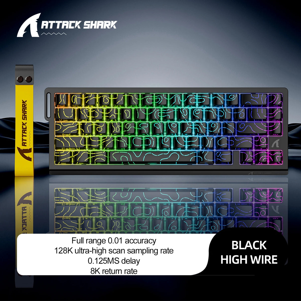 X68HE ATTACK SHARK &ndash; Ultra-Fast 0.125ms Response Time Black Contour Line / Magnetic Switch