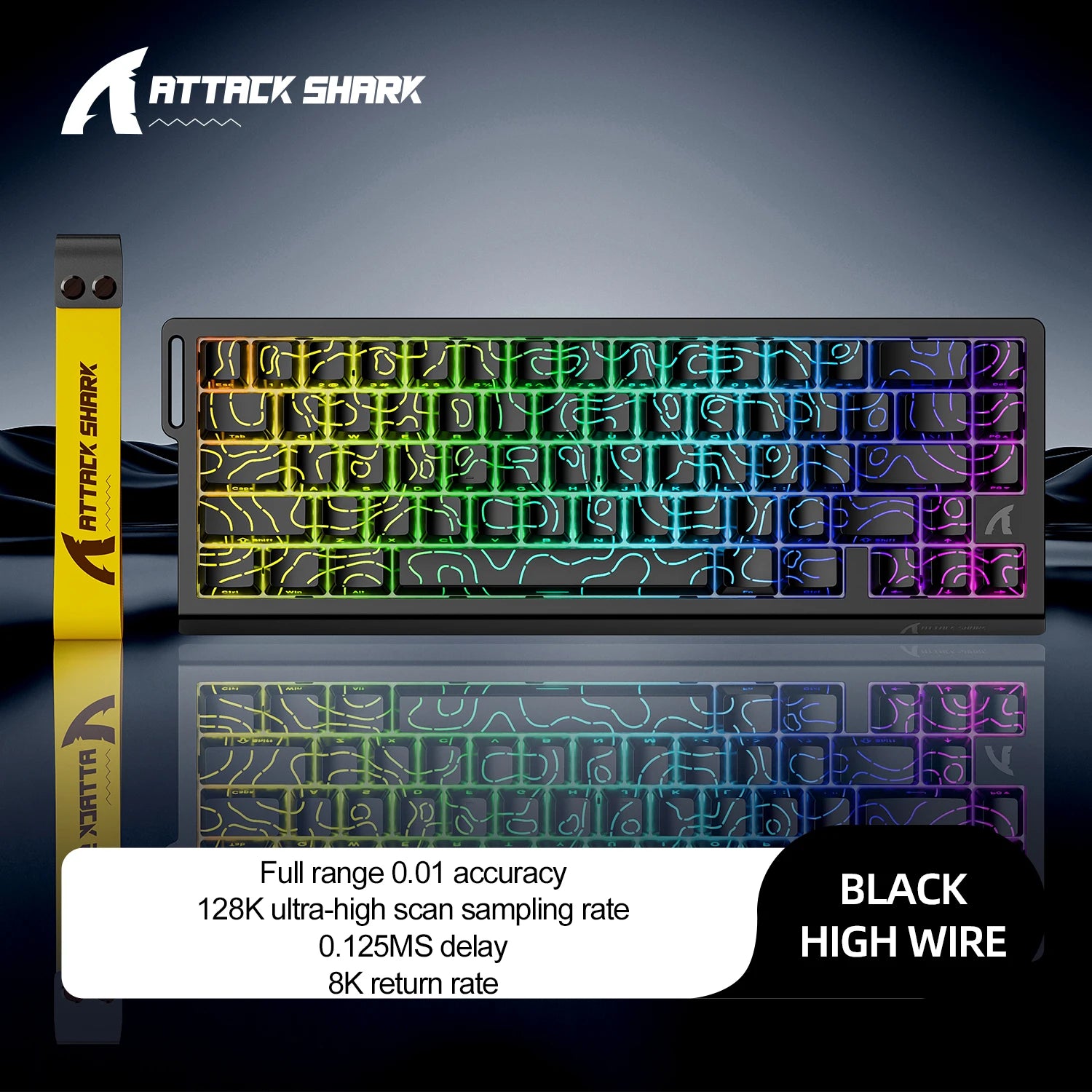 X68HE ATTACK SHARK &ndash; Ultra-Fast 0.125ms Response Time Black Contour Line / Magnetic Switch