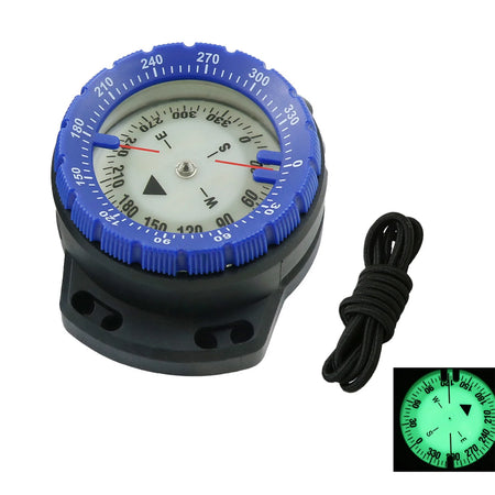 Underwater Diving Compass - Luminous Dial With Elastic Rope Blue