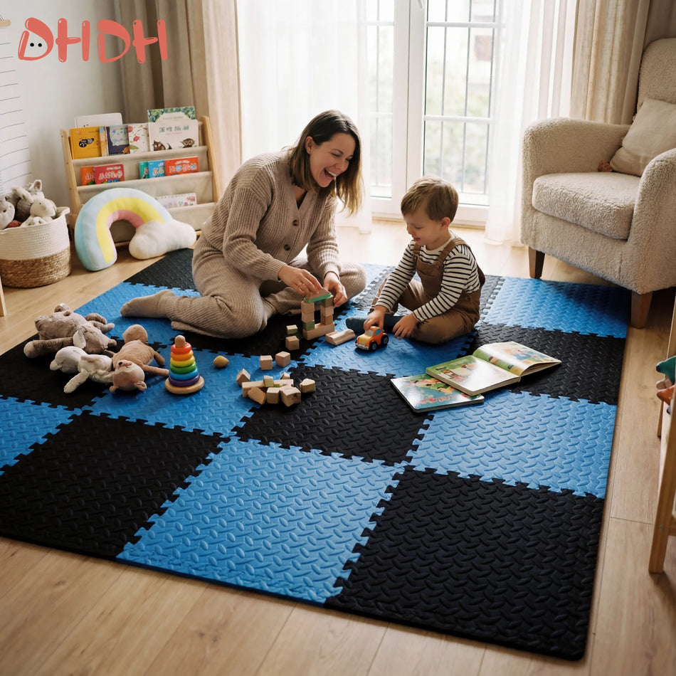 Tapis de jeu EVA 30x30cm Épais pour bébé, Tapis en mousse interlockant antidérapant et imperméable