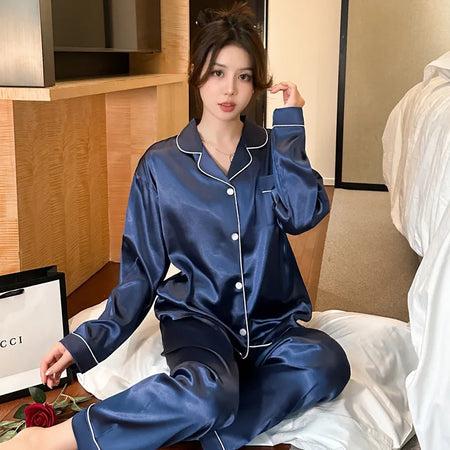 Women's Ice Silk Pajama Set - Luxurious, Lightweight &amp; Elegant Sleepwear