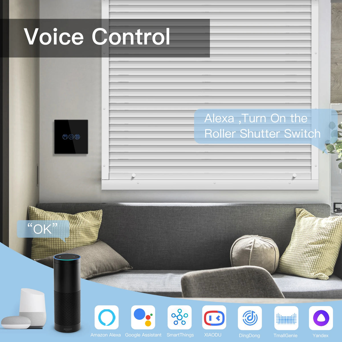 BSEED Smart Wifi Roller Shutter Switch with Voice Control