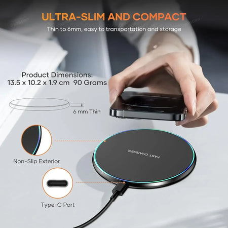 LED Light Wireless Charger Pad &ndash; Fast Wireless Charging