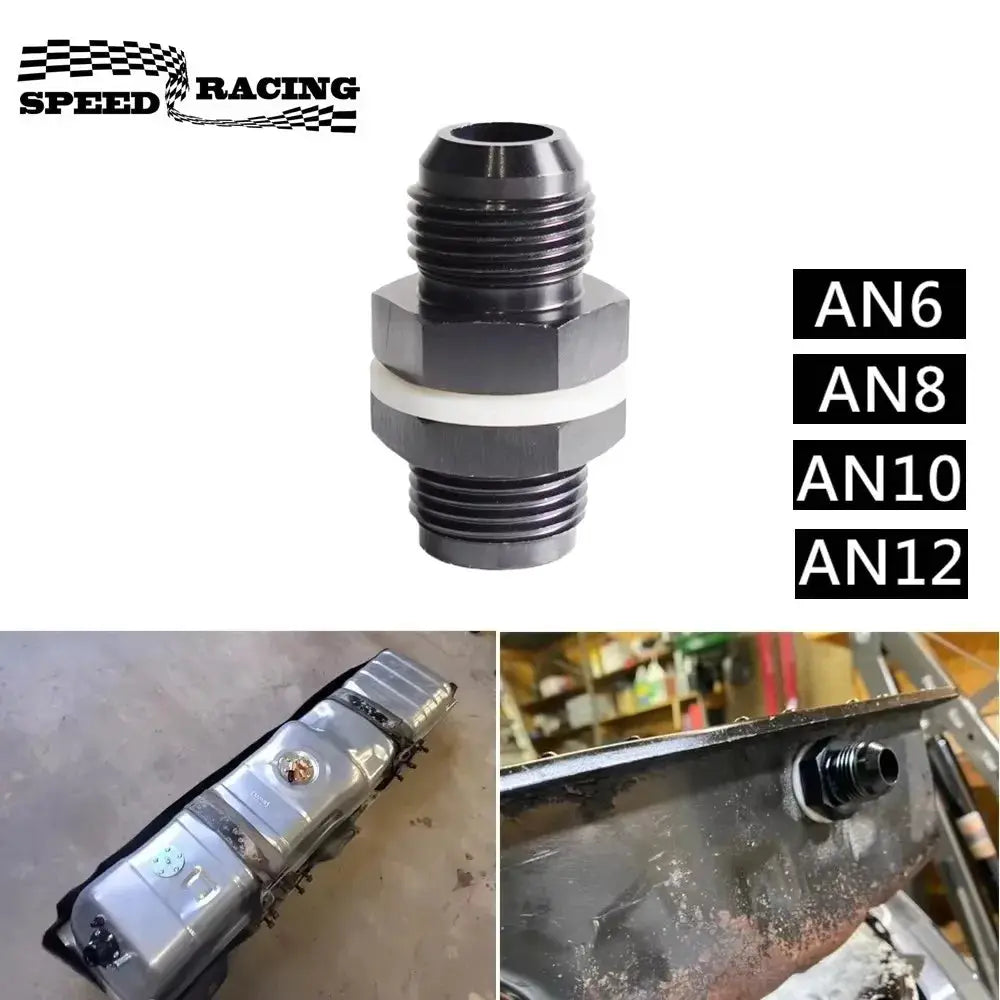 Male AN6 AN8 AN10 AN12 Flare Fuel Cell Tank Adapter Bulkhead Fitting Straight with Washer Black Aluminum Straight by InterCyprus Trading Ltd
