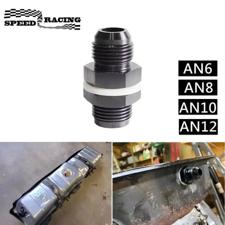 Male AN6 AN8 AN10 AN12 Flare Fuel Cell Tank Adapter Bulkhead Fitting Straight with Washer Black Aluminum Straight by InterCyprus Trading Ltd
