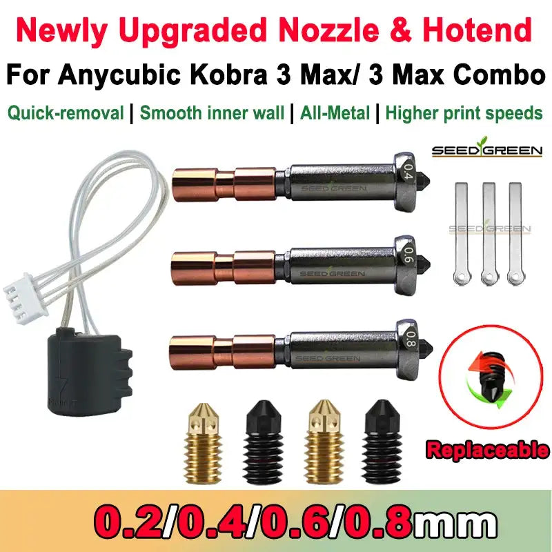 Upgrade Nozzle For Anycubic Kobra 3 Max 0.4mm 0.6mm 0.8mm