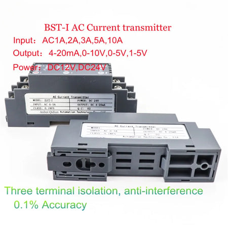 BST-I AC Current Transmitter &ndash; DIN Rail 4-20mA to 0-10V AC 0-1A / 0-10V