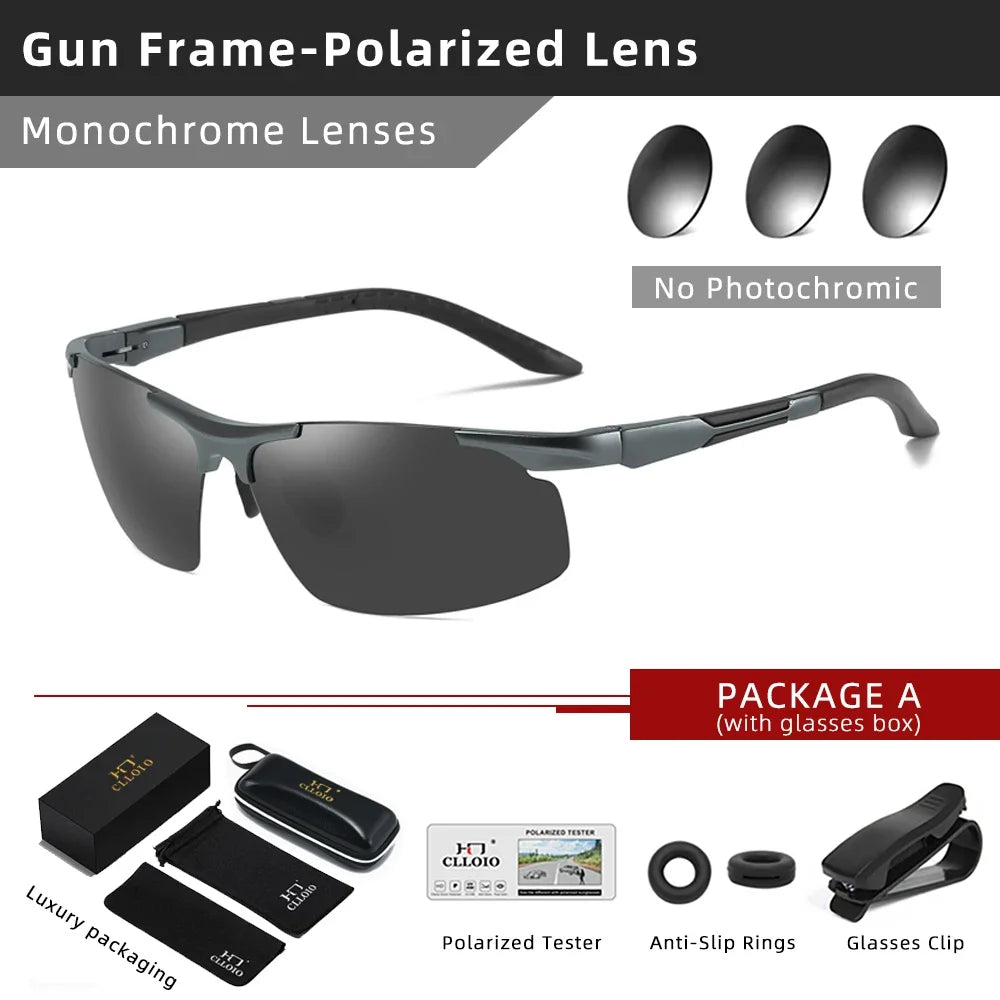 CLLOIO Photochromic Sunglasses &ndash; Polarized Anti-Glare Gun-Polarized