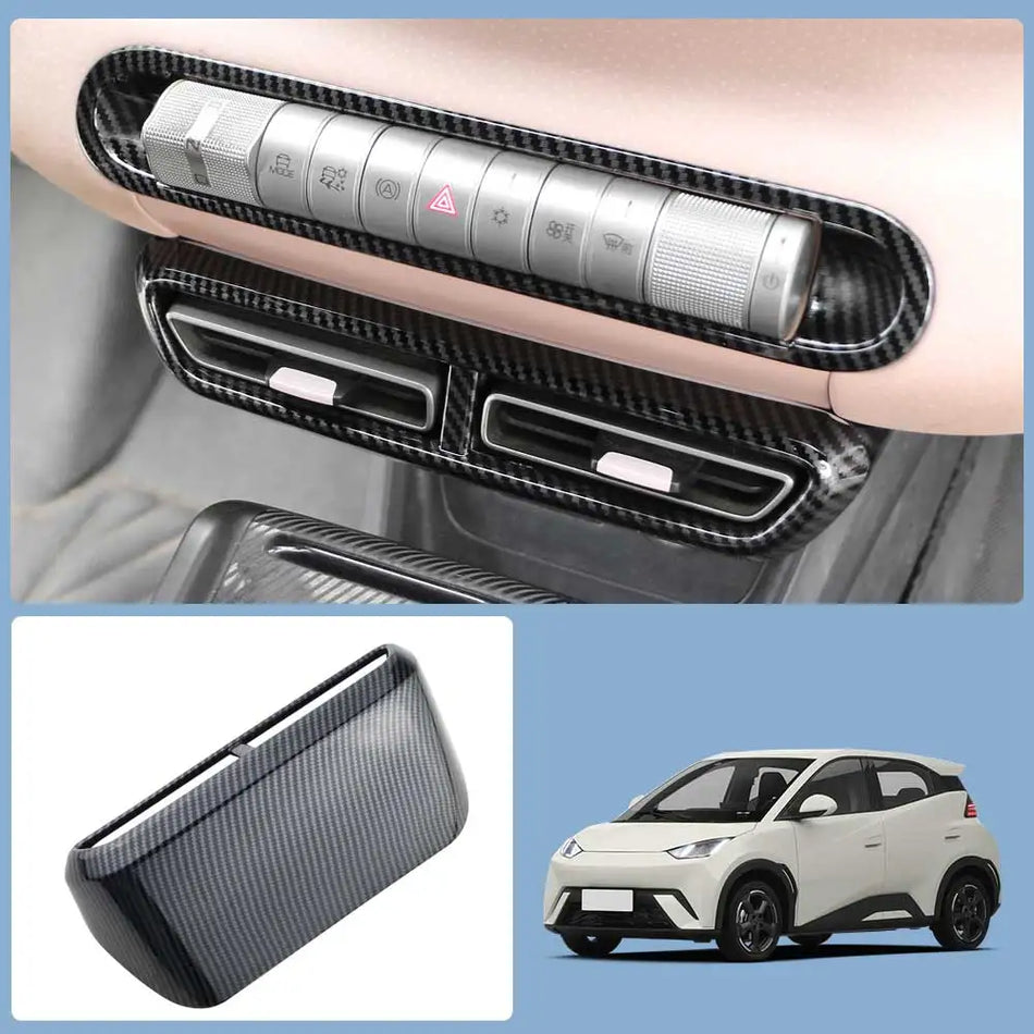 Капак за рамка на вентилационен отвор BYD Dolphin, изработен от ABS с имитация на въглеродни влакна, черен