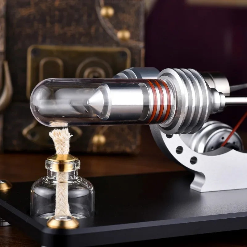 Hot Air Stirling Engine Alternator - Aluminum Alloy Educational Model