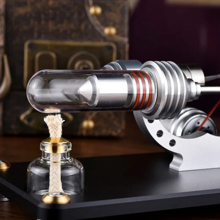 Hot Air Stirling Engine Alternator - Aluminum Alloy Educational Model