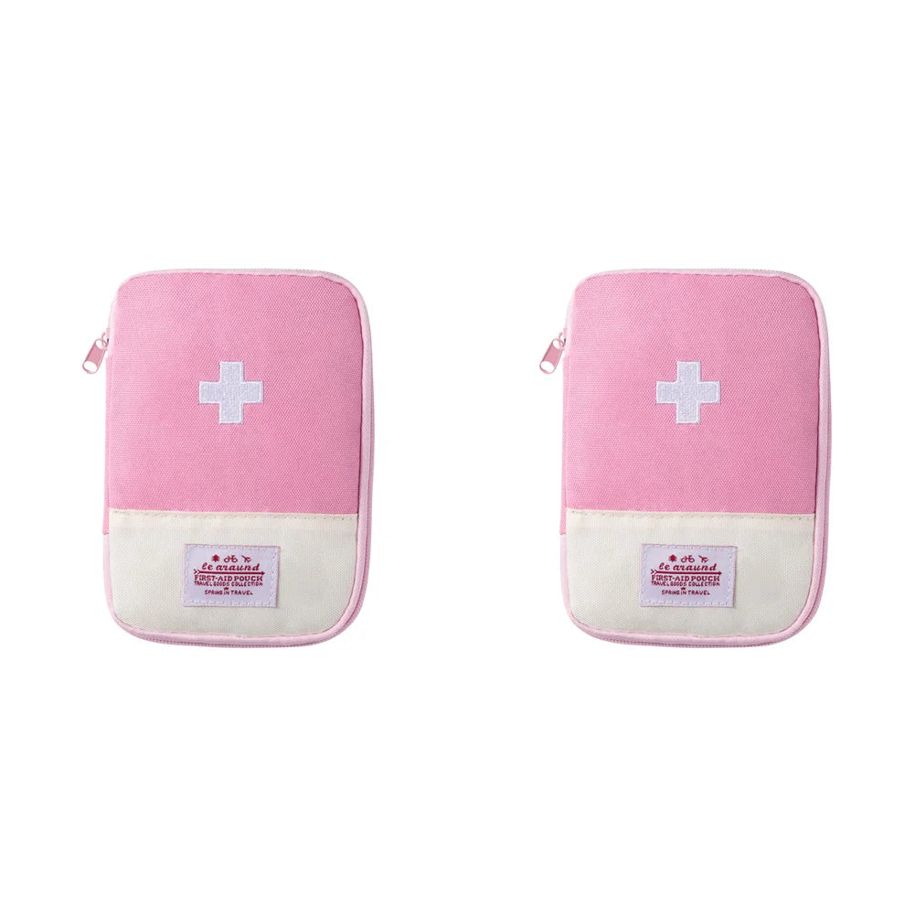 2PCS Mini Medicine Bag &ndash; Cute First Aid Kit Organizer Pink / 18x13cm