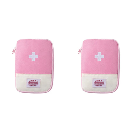 2PCS Mini Medicine Bag &ndash; Cute First Aid Kit Organizer Pink / 18x13cm