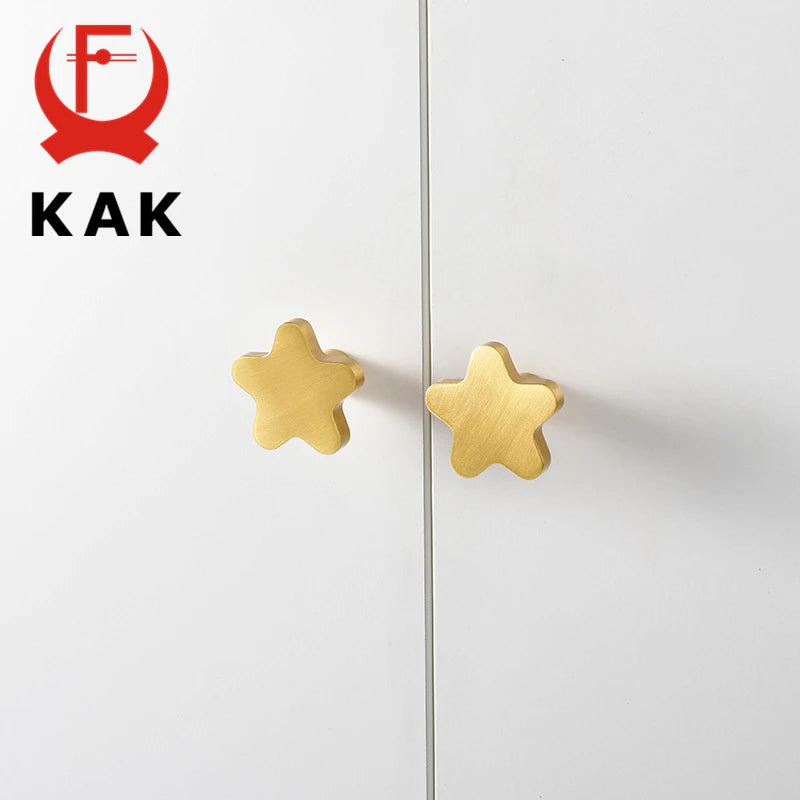 KAK Star Shape Brass Cabinet Knobs And Handles 30mm Copper