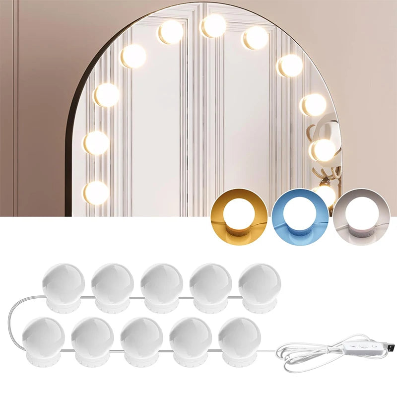LED Detachable Makeup Mirror Lamp Dimmable Hollywood Style Vanity Light
