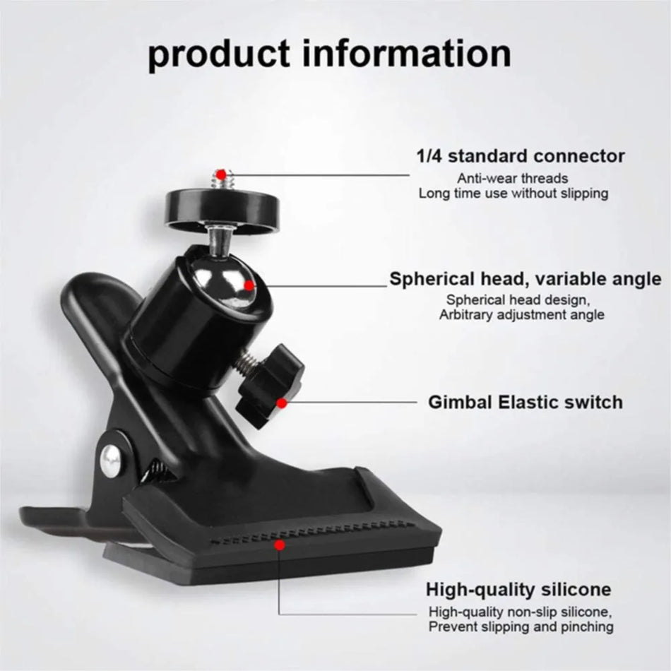 Clip-On Guitar Headphone Holder Mount, 360° Rotation for Live Video Recording