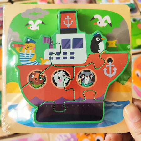 3D Wooden Puzzles Hand Grab Boards &ndash; Educational Puzzle Fun ship
