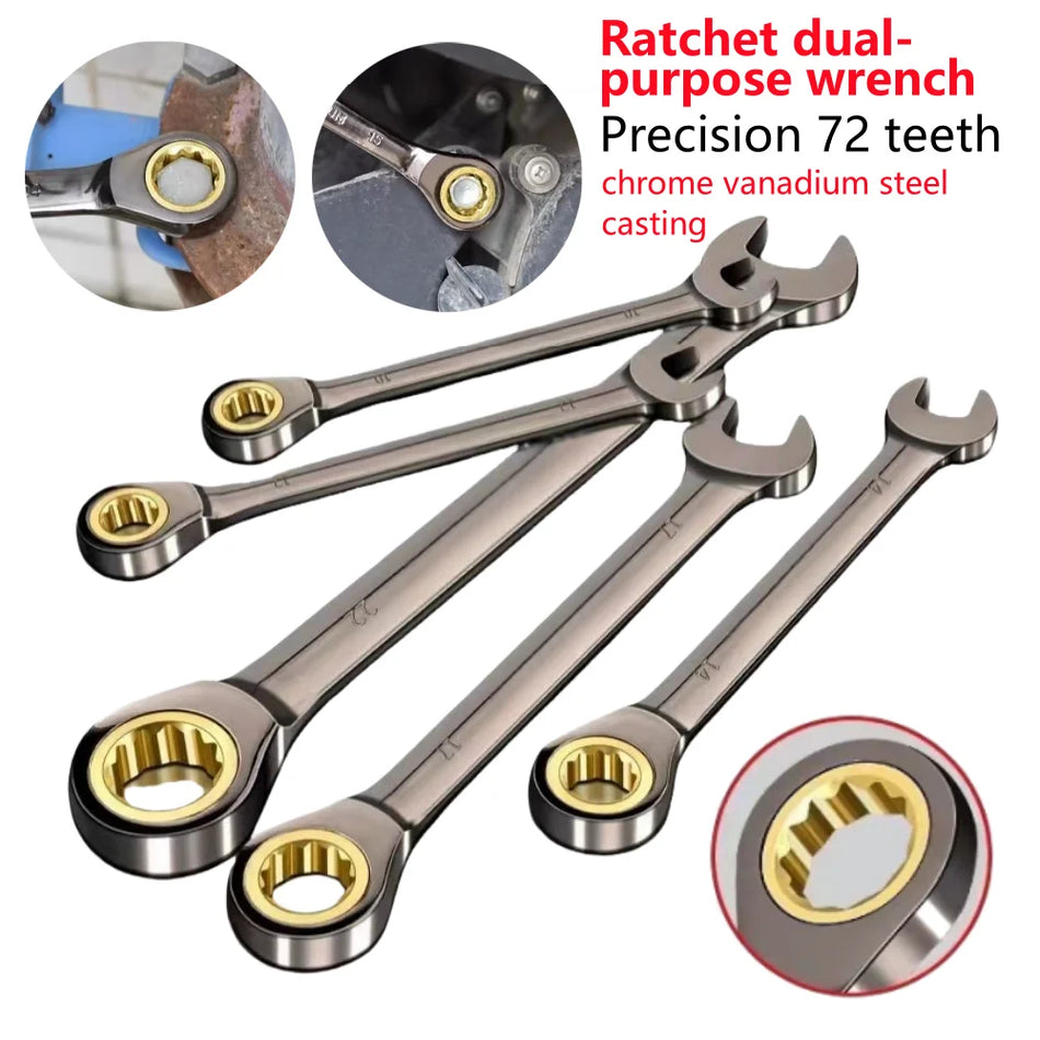 Metric Flex Head Ratcheting Wrench Set - Chrome Vanadium Steel (6-30mm)