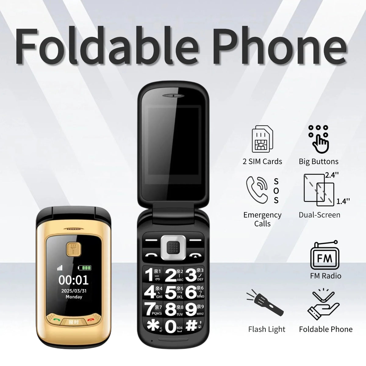 MAFAM Retro Flip Phone &ndash; Big Button Easy Dial SOS Ready