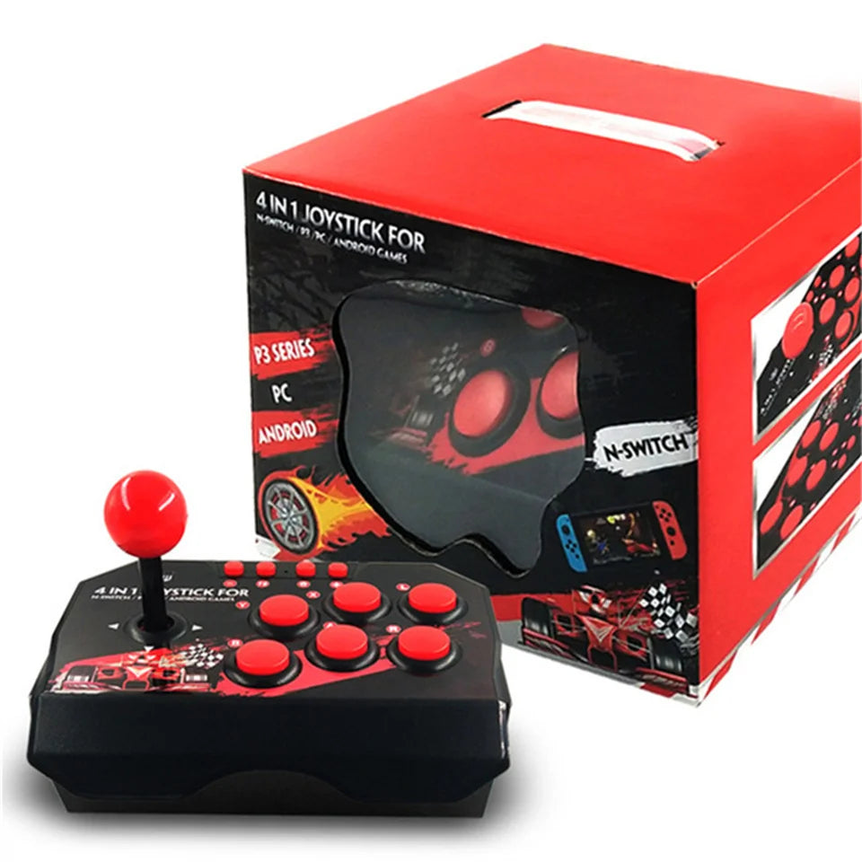 4 in 1 Retro Arcade Station Fighting Stick - USB Joystick Controller for PS3/Switch/PC/Android NS002