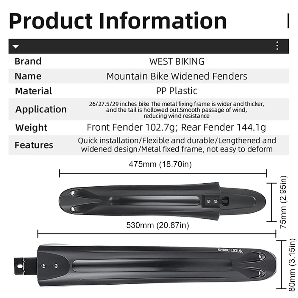 2Pcs Bike Fenders Mudguard &ndash; Universal Splash Proof Protection