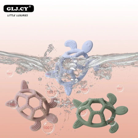 Food Grade Silicone Cartoon Animal Teether - Turtle Design