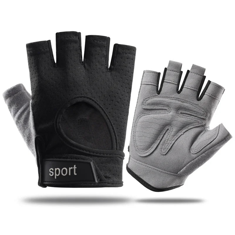 Fingerless Sports Training Gloves for Men &amp; Women - Anti-slip Cycling &amp; Gym Accessory Black / XL