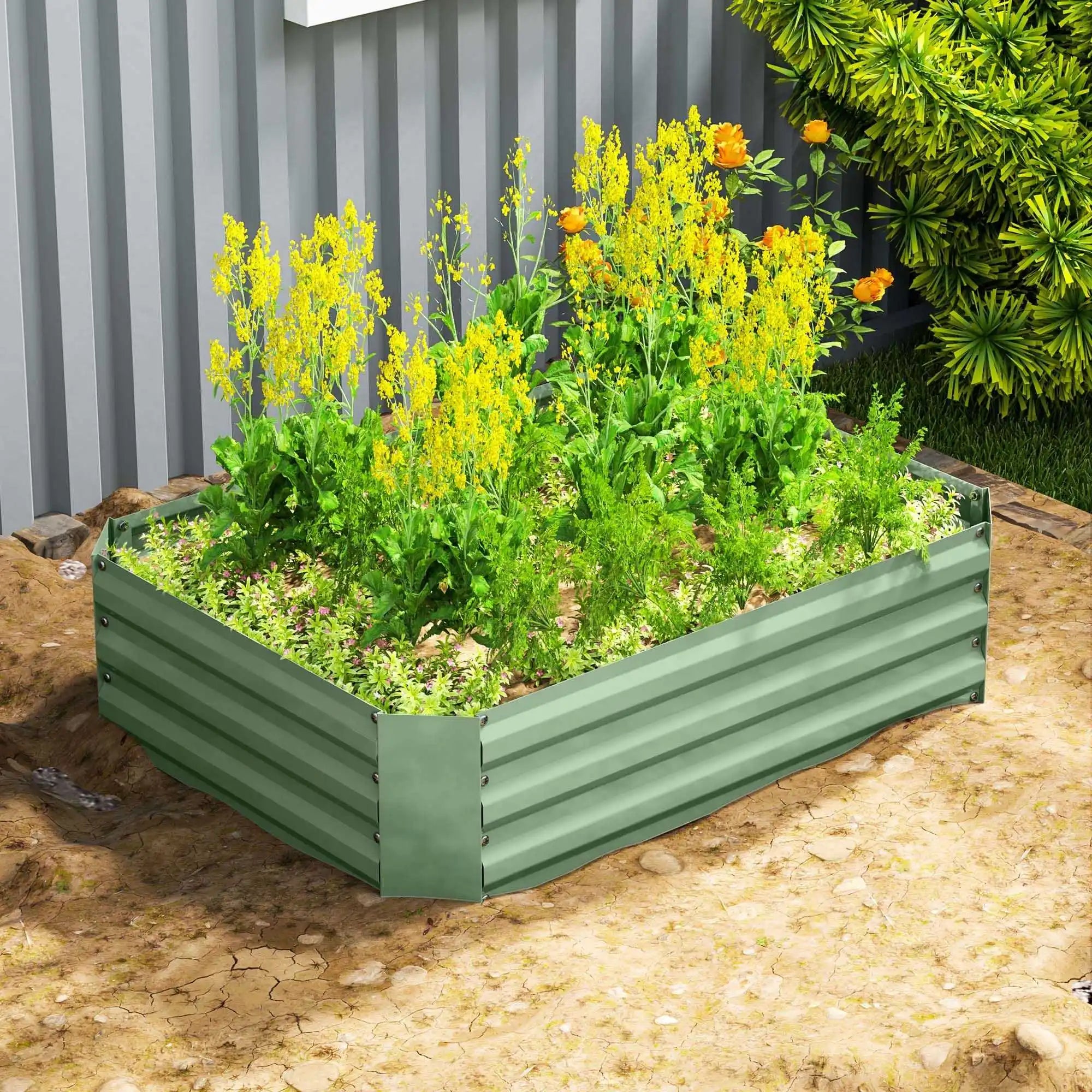 Stackable Raised Blocks Steel raised bed, stackable flower box, 120x90x30cm for garden, balcony ...
