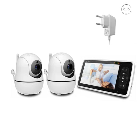 Babystar 5 Inch Video Baby Monitor &ndash; Dual Camera Night Vision with 4X Zoom EU Plug