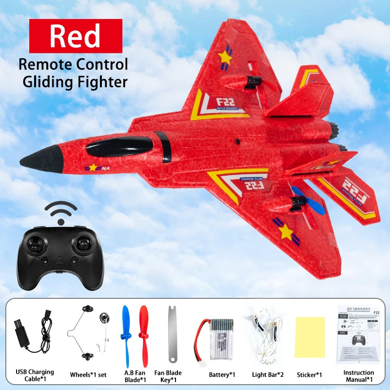 F22 RC Plane SU27 2.4G EPP Foam Glider &ndash; LED Lighting F22 Red