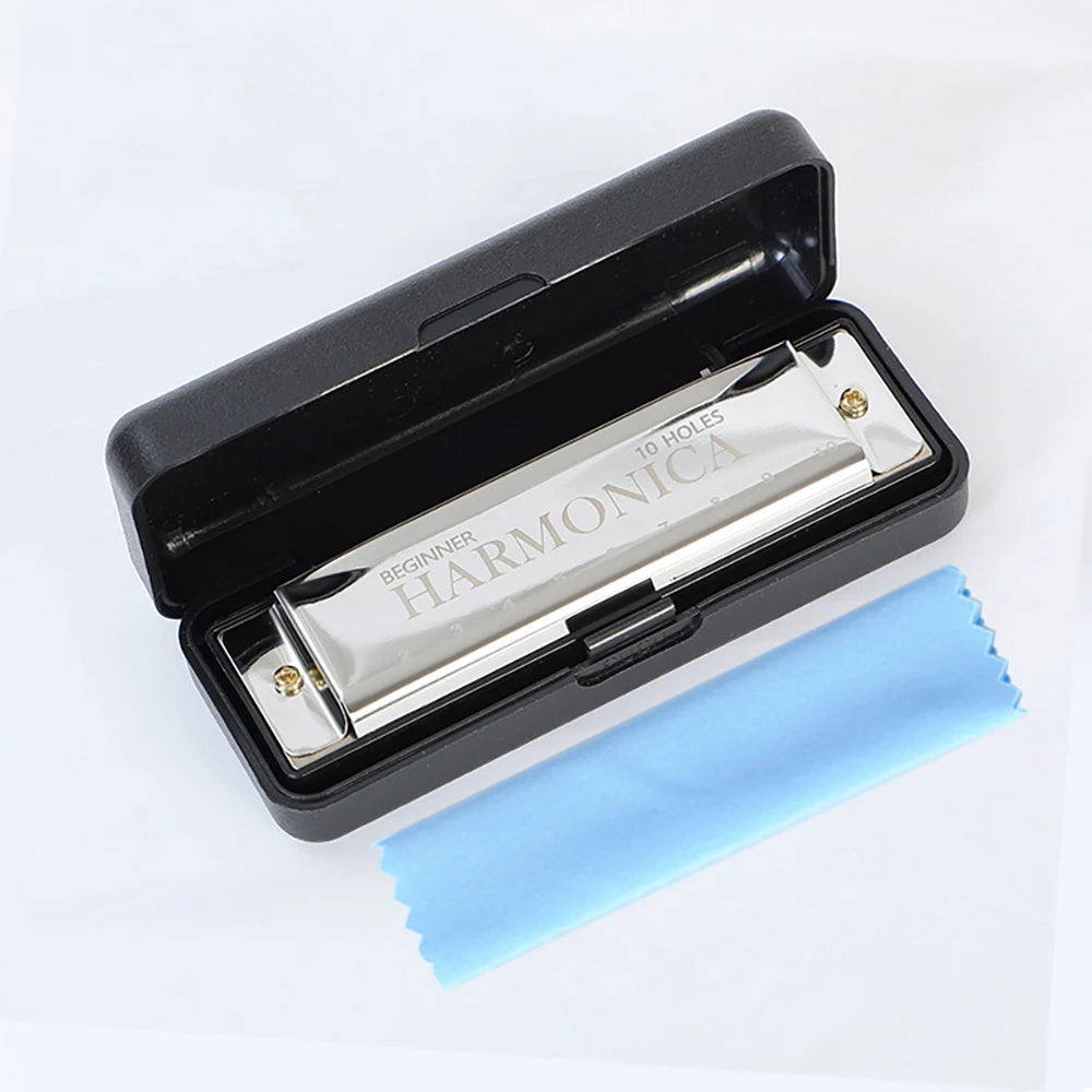 10 Hole C Harmonica Mouth Organ Blues Harp &ndash; Easy to Play Silver