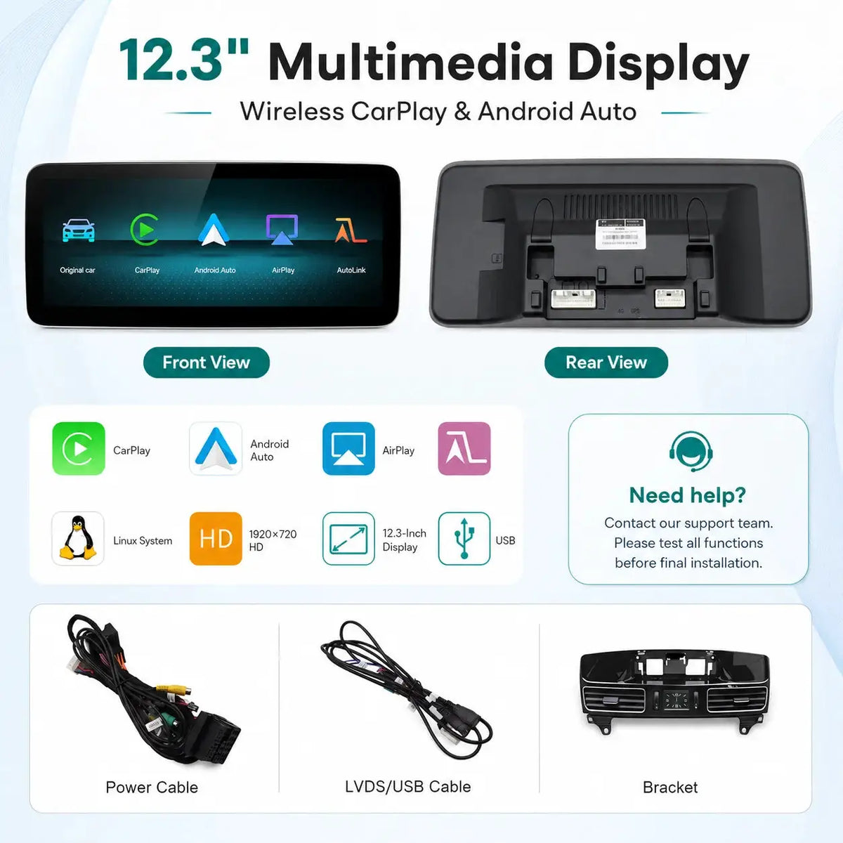 12.3'' Multimedia Touch Screen Radio Wireless Carplay Android Auto for Mercedes Benz ML ML350 W166 GL X166 2012-2015 with BT GPS by InterCyprus Trading Ltd