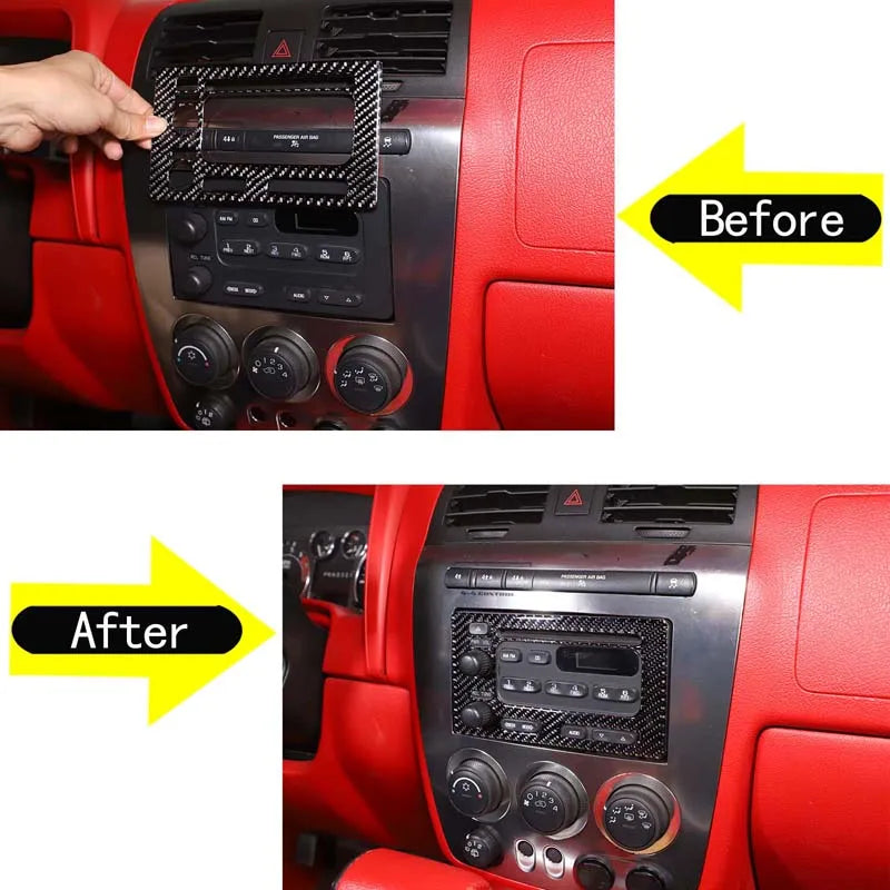 Mjuk kolfiber klistermärke för mittkonsol för H3 2005 till 2009