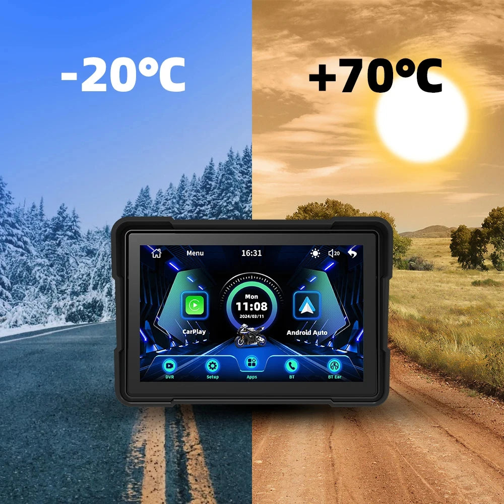 EKIY 5 Inch Navigation Motorcycle DVR &ndash; Waterproof Wireless CarPlay Display