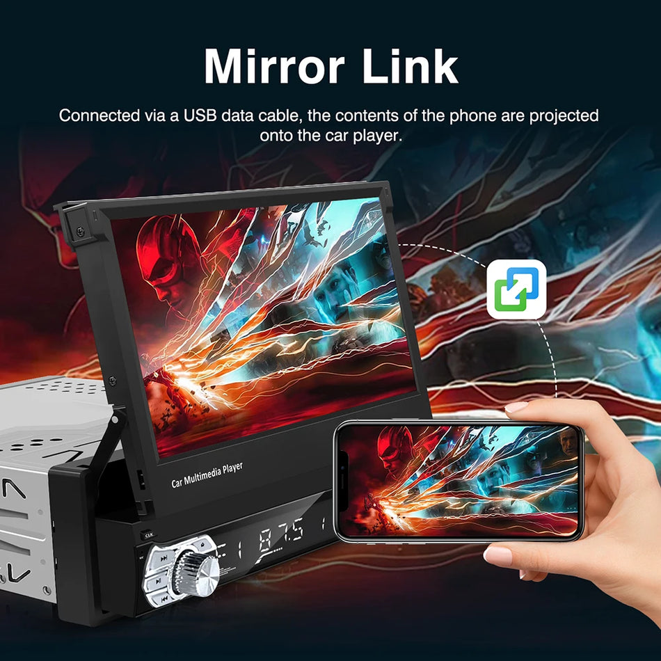 Universele Uittrekbare Auto Stereo Met CarPlay Android Auto 7Inch 1Din MP5 Speler