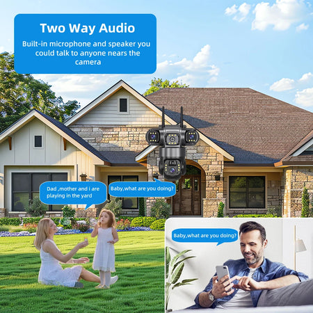 V380 Pro 15MP 6K 10X Zoom Triple Lens 4G Solar Outdoor Three Screen PIR Motion Detection Security CCTV Camera