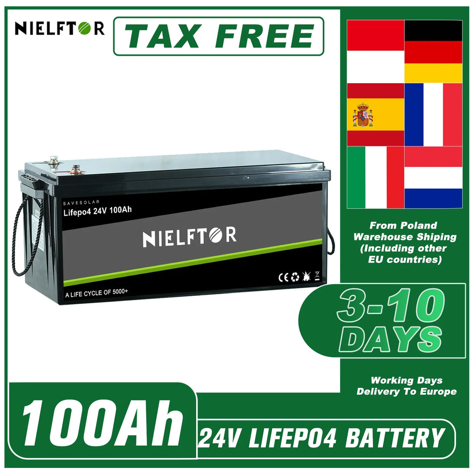 Pacco Batteria LiFePO4 Stock UE 12V 24V 48V 100Ah 200Ah 300Ah con BMS Integrato RV Barca Solare