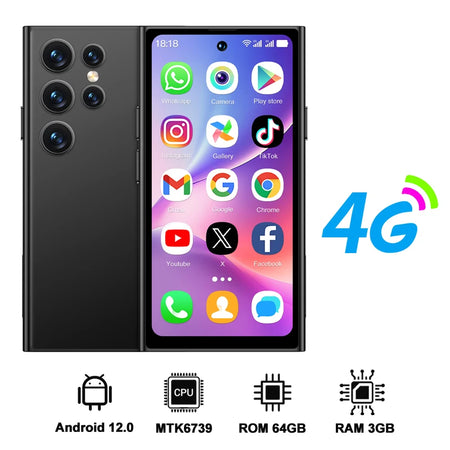 SERVO S27 MINI &ndash; Ultra Slim 4G Smartphone Pocket Friendly Black RAM3G ROM64G