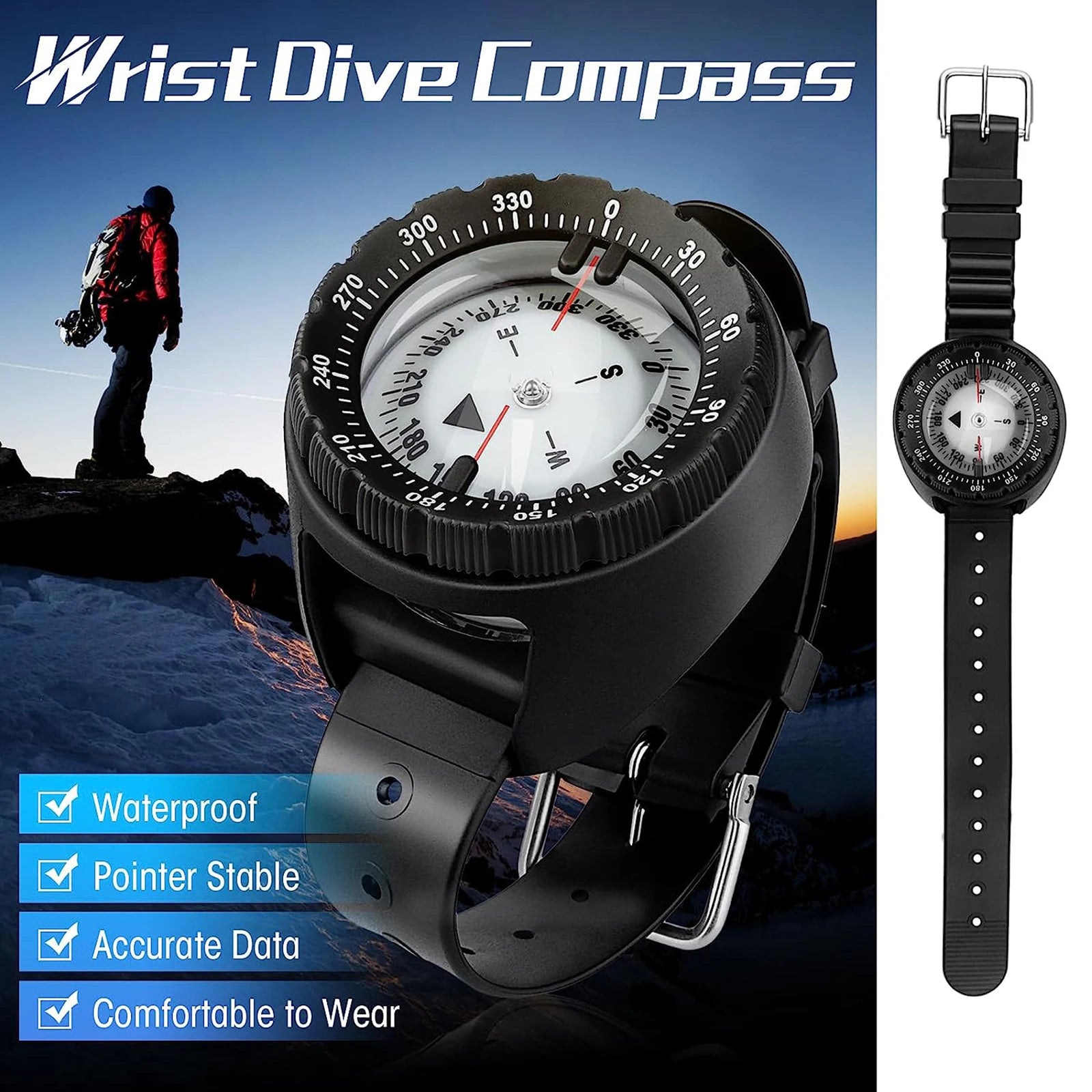 Professional Digital Diving Compass - 50m Waterproof &amp; Luminous