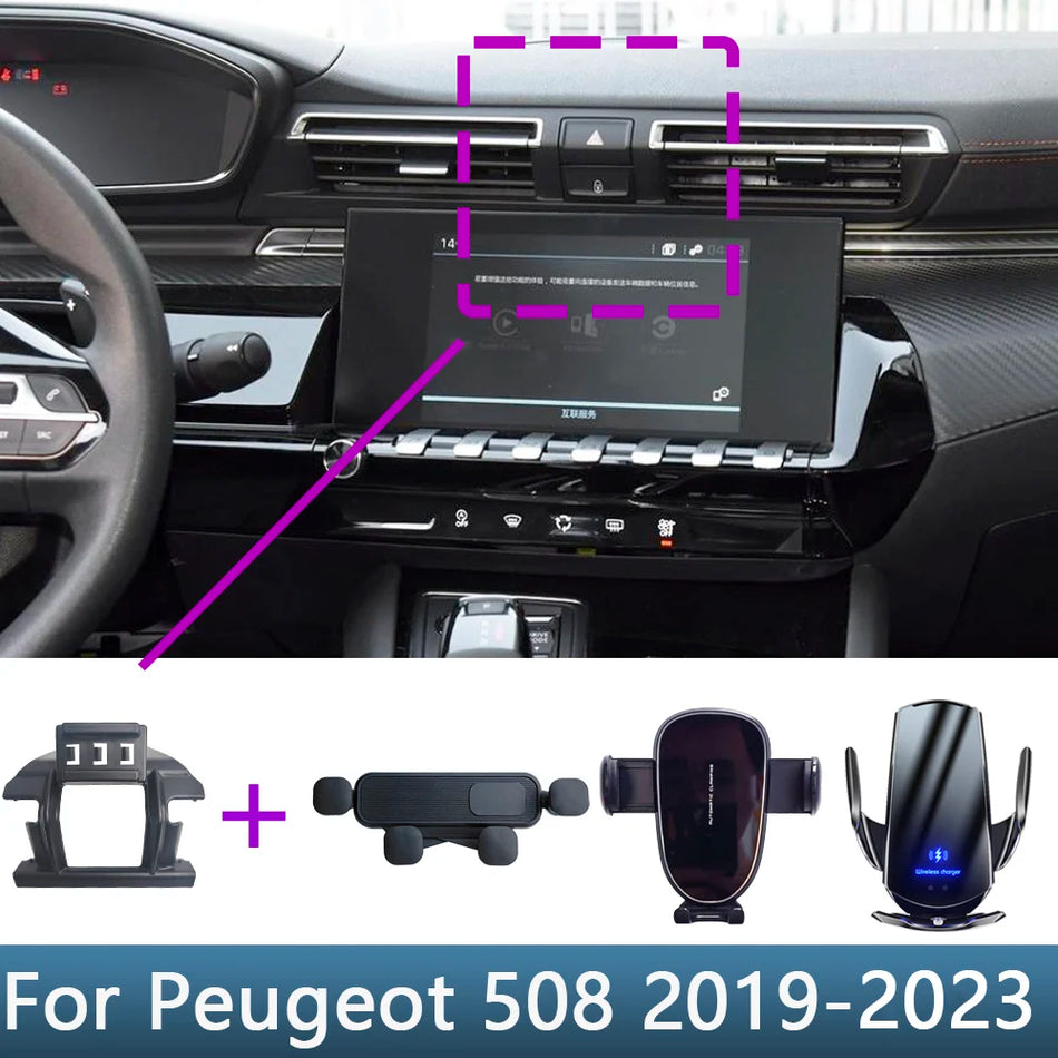 För Peugeot 508 Trådlös Laddning Bil Telefonhållare Bas