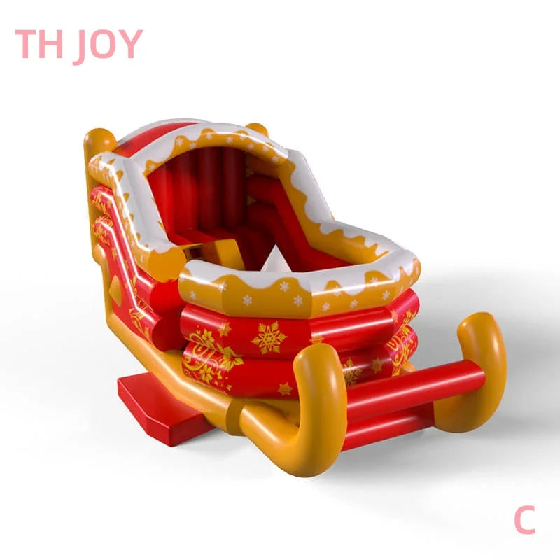 Φουσκωτό Έλκηθρο του Άγιου Βασίλη με Ρούντολφ και Τσουλήθρα