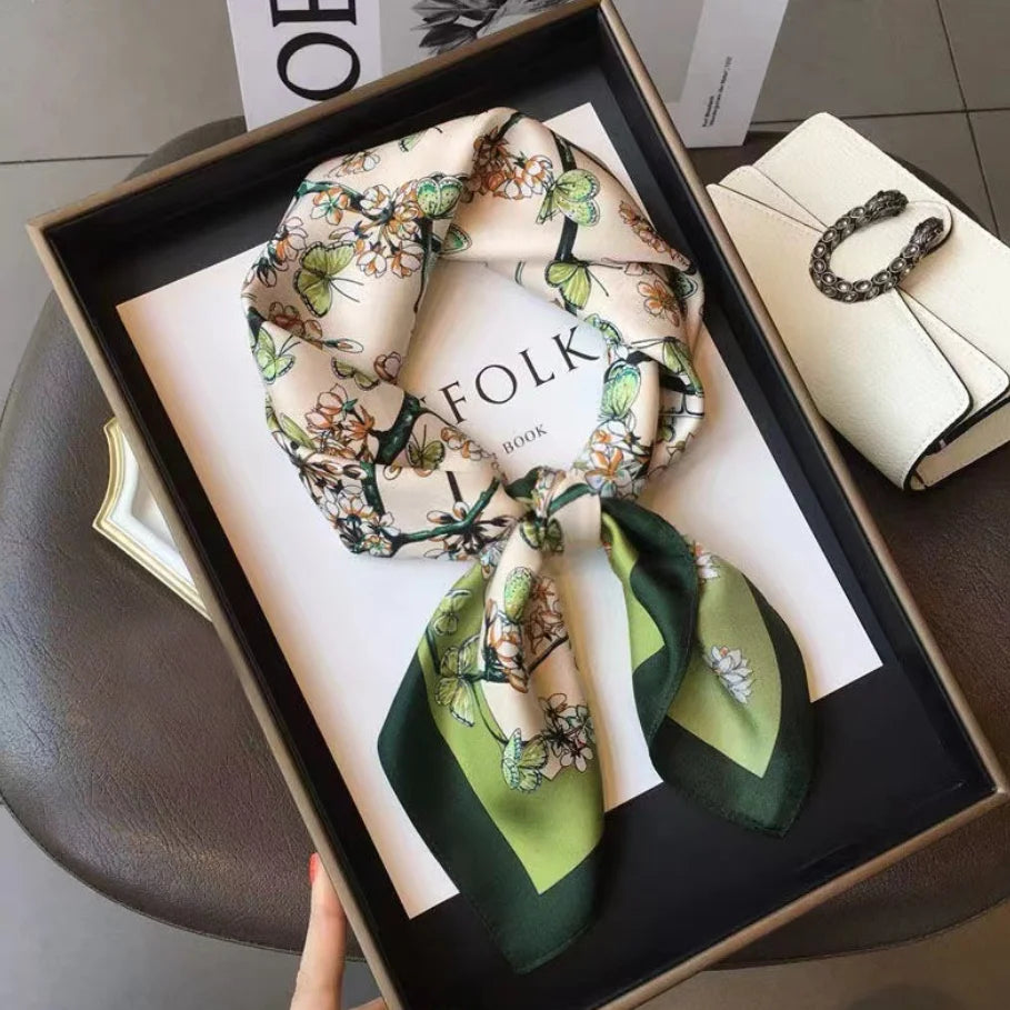 Stmanya Women 70cm Printed Silk Scarf &ndash; Elegant Versatile Headwear 1