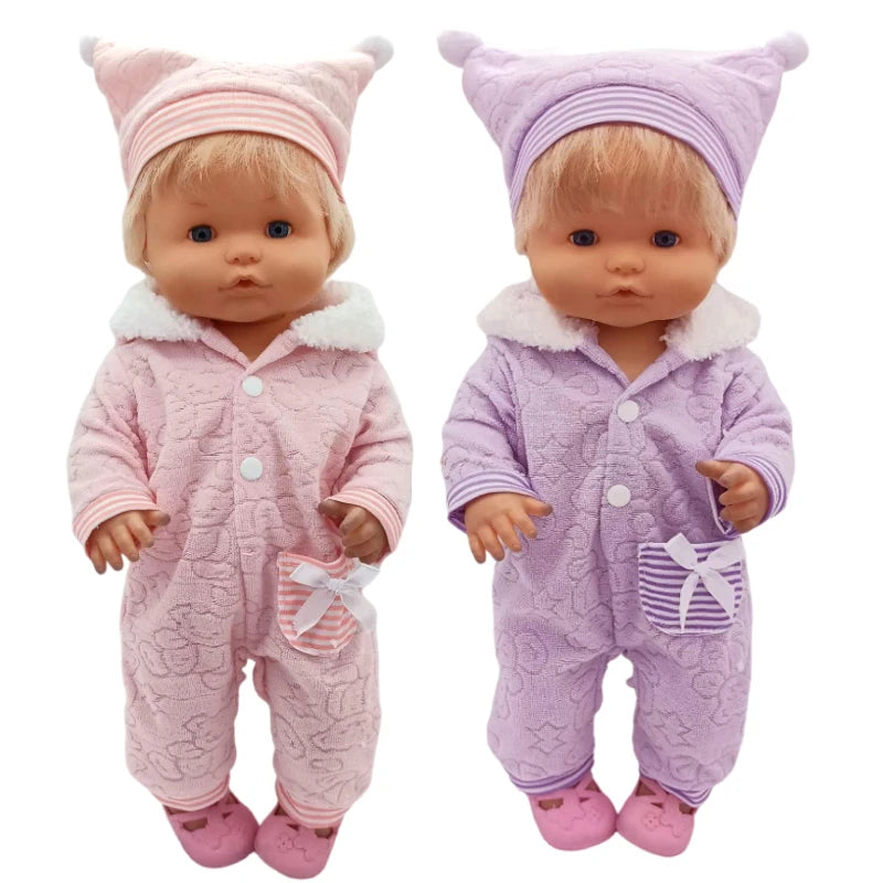 Grey Rompers Set with Hat and Socks for 40cm Baby Doll