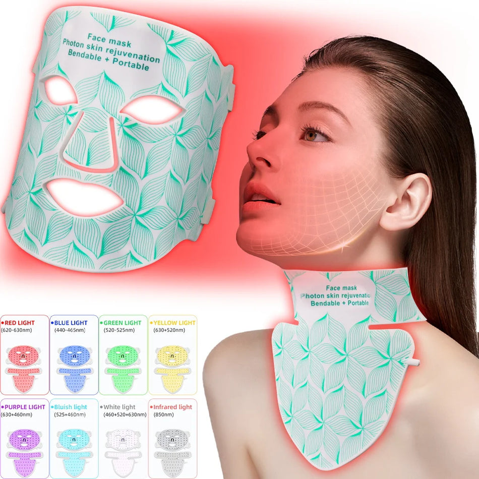 LED Face and Neck Mask 850nm Infrared Red Light Therapy for Skin Tightening