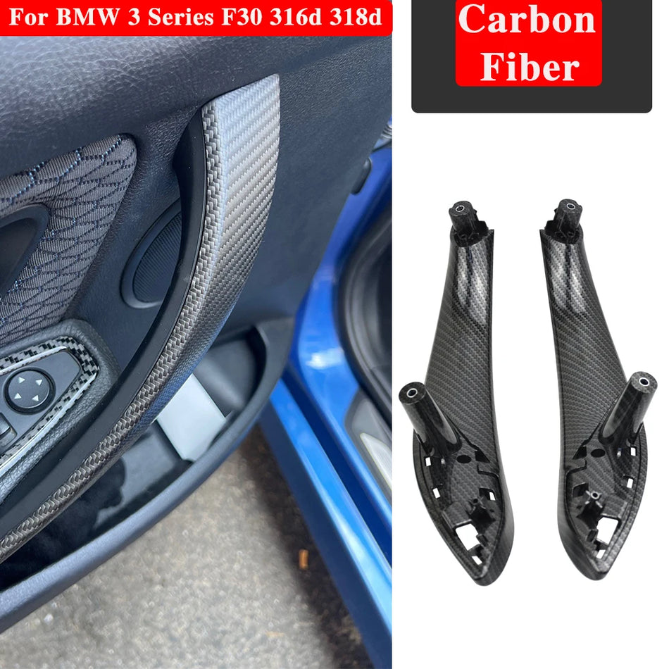 Couvre de garniture de poignée de porte intérieure noir carbone pour BMW F30 F80 F31 F32 F33 F35