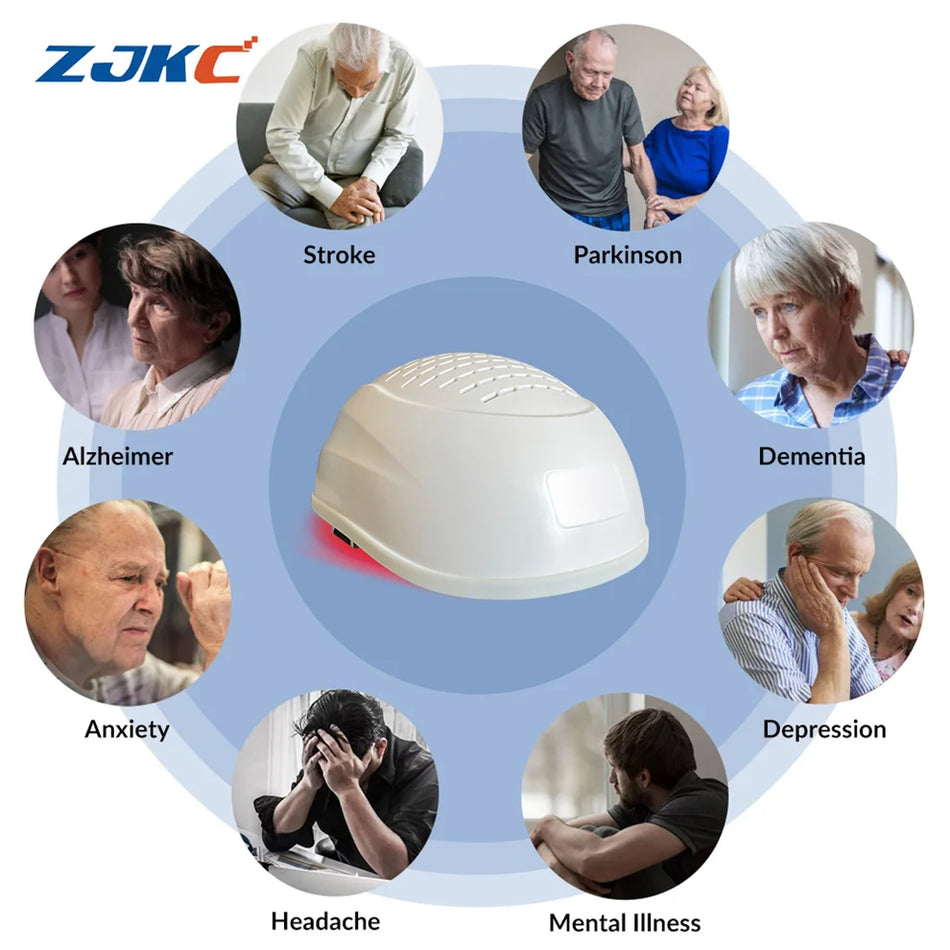 ZJKC Rødt Lys Terapi Hjelm Med Dioder Til Hjerne Sundhed