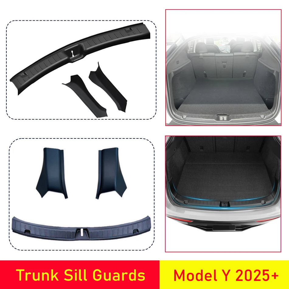 Rear Bumper Guard for Tesla Model Y Juniper 2025 2026 Trunk Sill Guards Protector Cover Protective Mats Kick Pad Car Accessories