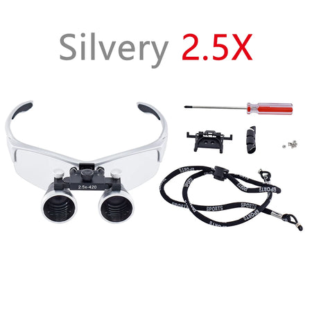 DY-101 Dental Loupe - Dual Magnification 2.5X or 3.5X silvery 2.5X
